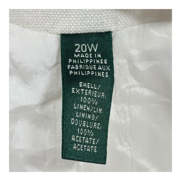 Lauren Ralph Lauren Off White Linen Blazer Jacket Womens Sz 20W Single Breasted - Picture 9 of 11